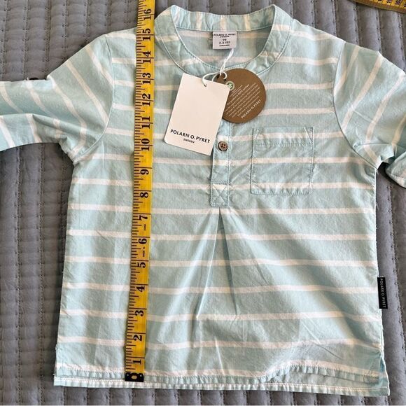 NWT Polarn O. Pyret Sweden Organic Cotton 3 Button Popover with Rolled Sleeves - Picture 7 of 14